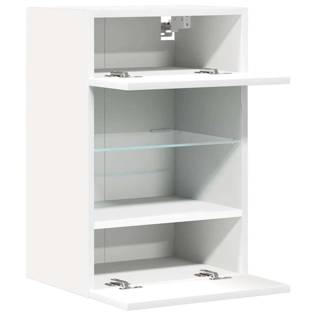 vidaXL Wall Cabinets with LED Lights for TV 2 pcs White 40x30x60,5 cm