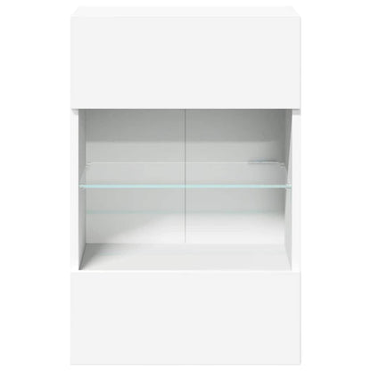 vidaXL Wall Cabinets with LED Lights for TV 2 pcs White 40x30x60,5 cm