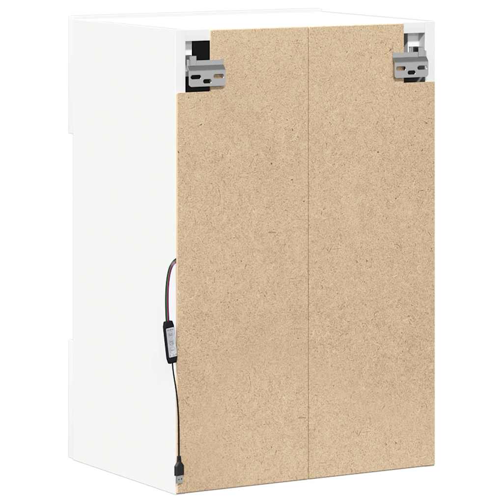 vidaXL Wall Cabinets with LED Lights for TV 2 pcs White 40x30x60,5 cm