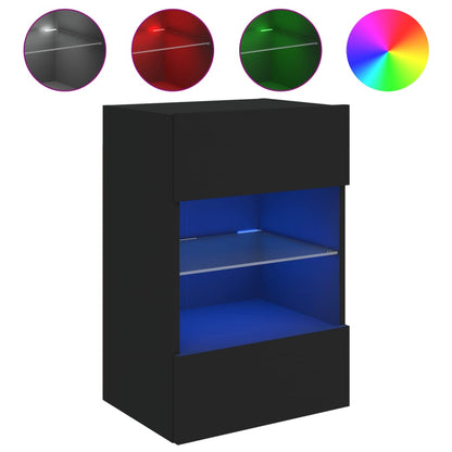 vidaXL TV Wall Cabinet with LED Lights Black 40x30x60,5 cm