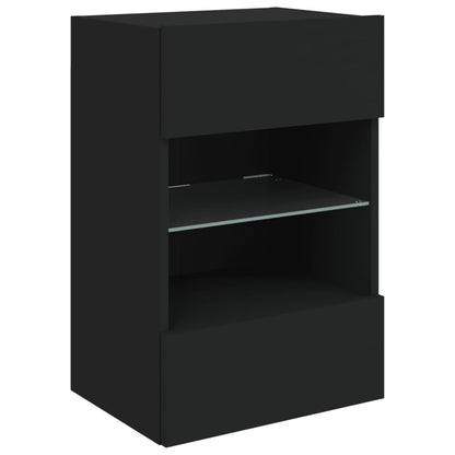 vidaXL TV Wall Cabinet with LED Lights Black 40x30x60,5 cm