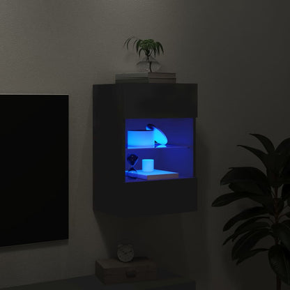 vidaXL TV Wall Cabinet with LED Lights Black 40x30x60,5 cm