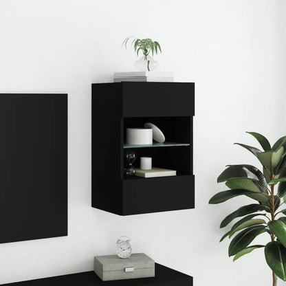 vidaXL TV Wall Cabinet with LED Lights Black 40x30x60,5 cm