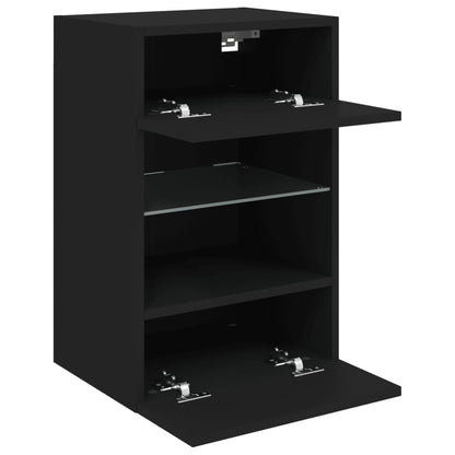 vidaXL TV Wall Cabinet with LED Lights Black 40x30x60,5 cm