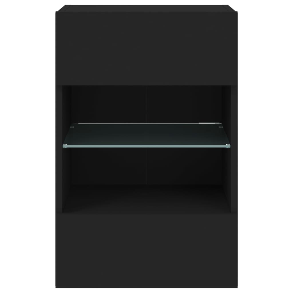 vidaXL TV Wall Cabinet with LED Lights Black 40x30x60,5 cm