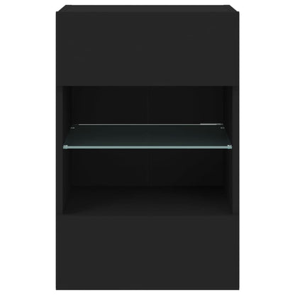 vidaXL TV Wall Cabinet with LED Lights Black 40x30x60,5 cm