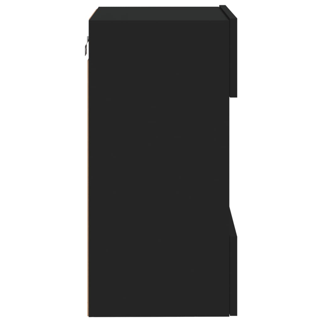 vidaXL TV Wall Cabinet with LED Lights Black 40x30x60,5 cm