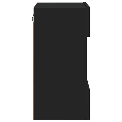 vidaXL TV Wall Cabinet with LED Lights Black 40x30x60,5 cm