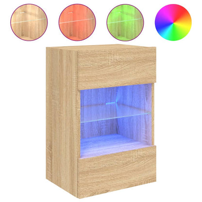 vidaXL TV Wall Cabinet with LED Lights Sonoma Oak 40x30x60,5 cm