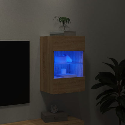 vidaXL TV Wall Cabinet with LED Lights Sonoma Oak 40x30x60,5 cm