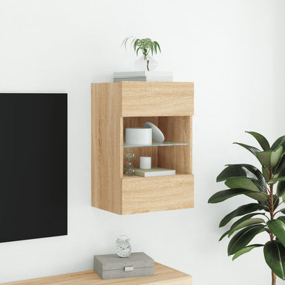 vidaXL TV Wall Cabinet with LED Lights Sonoma Oak 40x30x60,5 cm