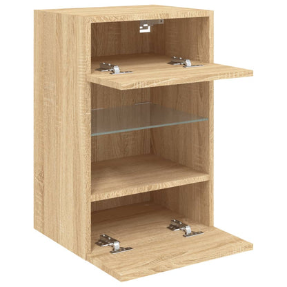 vidaXL TV Wall Cabinet with LED Lights Sonoma Oak 40x30x60,5 cm