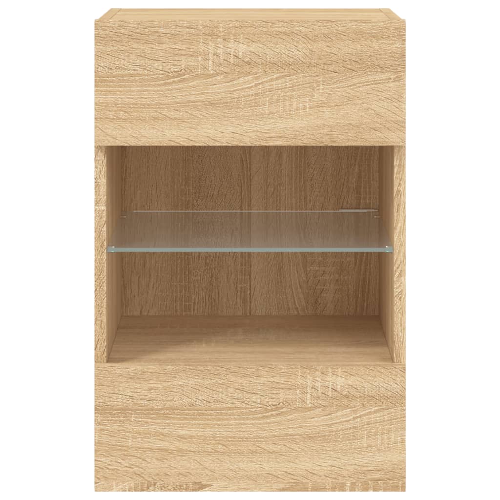 vidaXL TV Wall Cabinet with LED Lights Sonoma Oak 40x30x60,5 cm