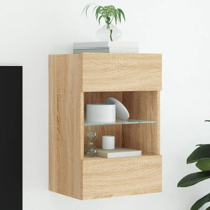 vidaXL TV Wall Cabinet with LED Lights Sonoma Oak 40x30x60,5 cm