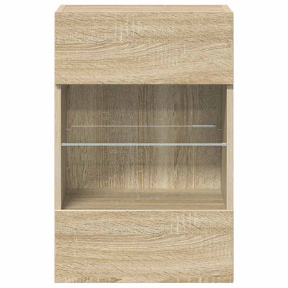 vidaXL Wall Cabinets with LED Lights for TV 2 pcs Sonoma Oak 40x30x60,5 cm