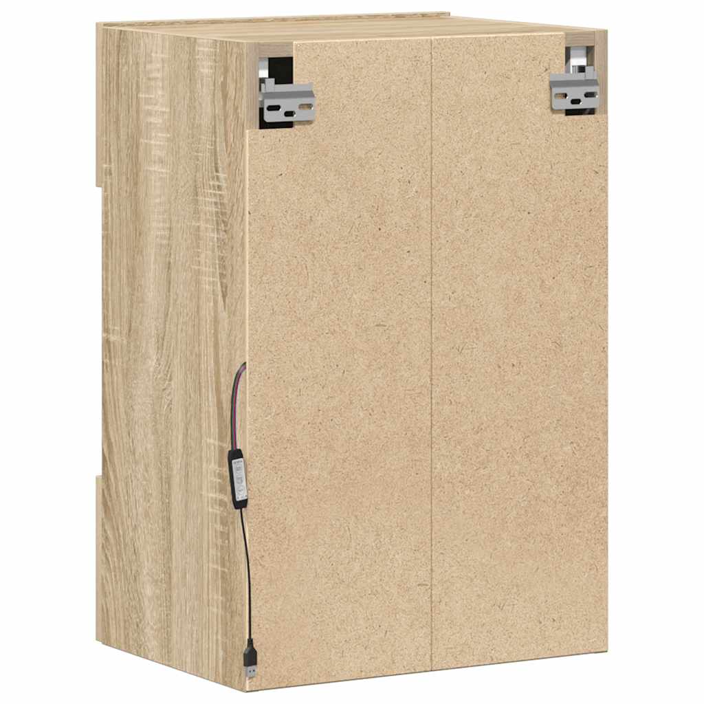 vidaXL Wall Cabinets with LED Lights for TV 2 pcs Sonoma Oak 40x30x60,5 cm