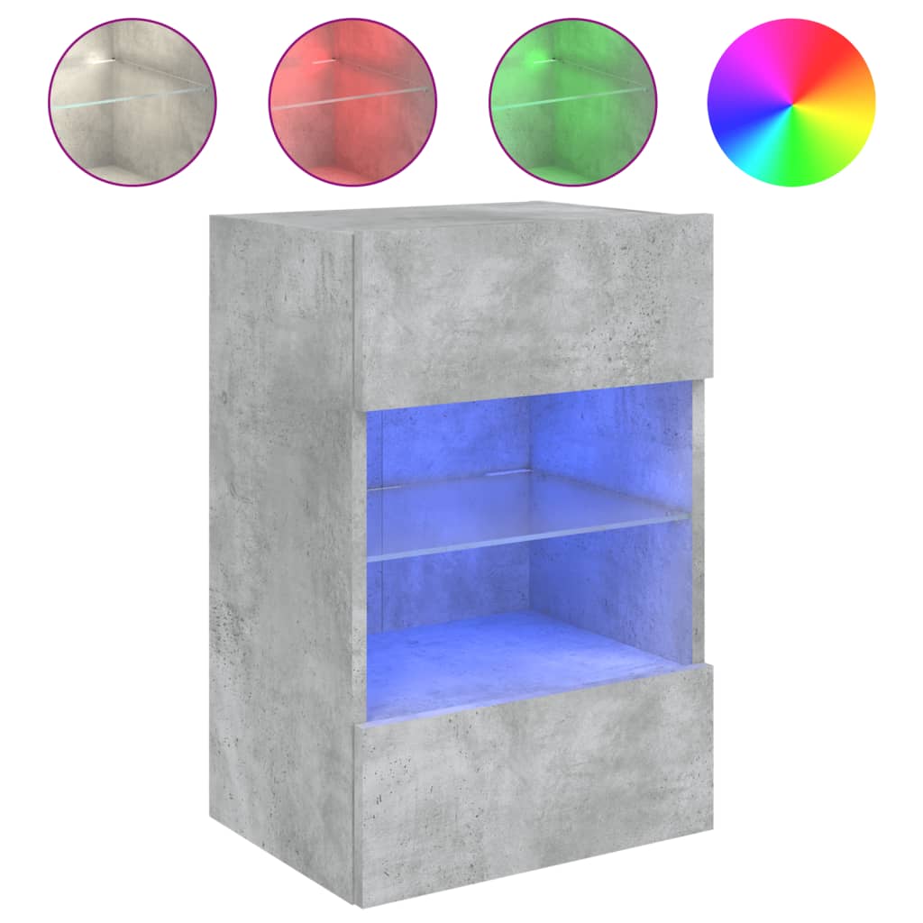 vidaXL TV Wall Cabinet with LED Lights Concrete Grey 40x30x60,5 cm