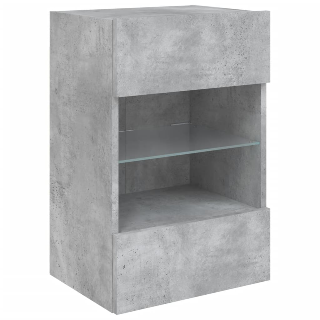 vidaXL TV Wall Cabinet with LED Lights Concrete Grey 40x30x60,5 cm