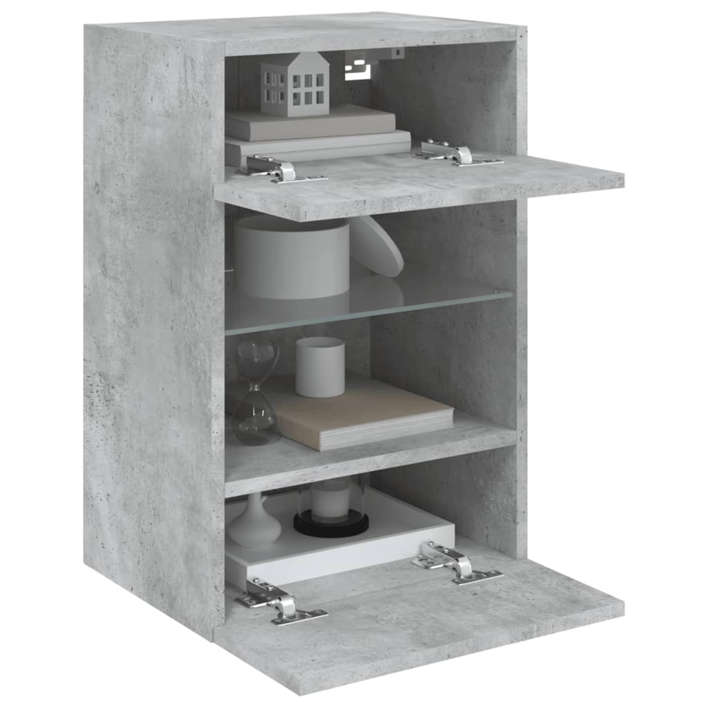 vidaXL TV Wall Cabinet with LED Lights Concrete Grey 40x30x60,5 cm