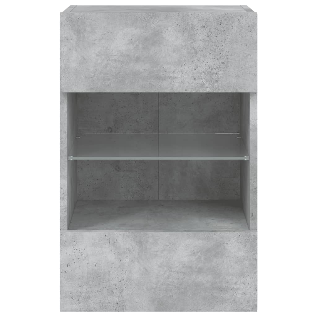 vidaXL TV Wall Cabinet with LED Lights Concrete Grey 40x30x60,5 cm