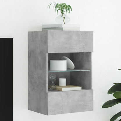 vidaXL TV Wall Cabinet with LED Lights Concrete Grey 40x30x60,5 cm