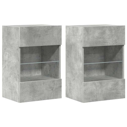 vidaXL Wall Cabinets with LED Lights for TV 2 pcs Concrete Grey 40x30x60,5 cm