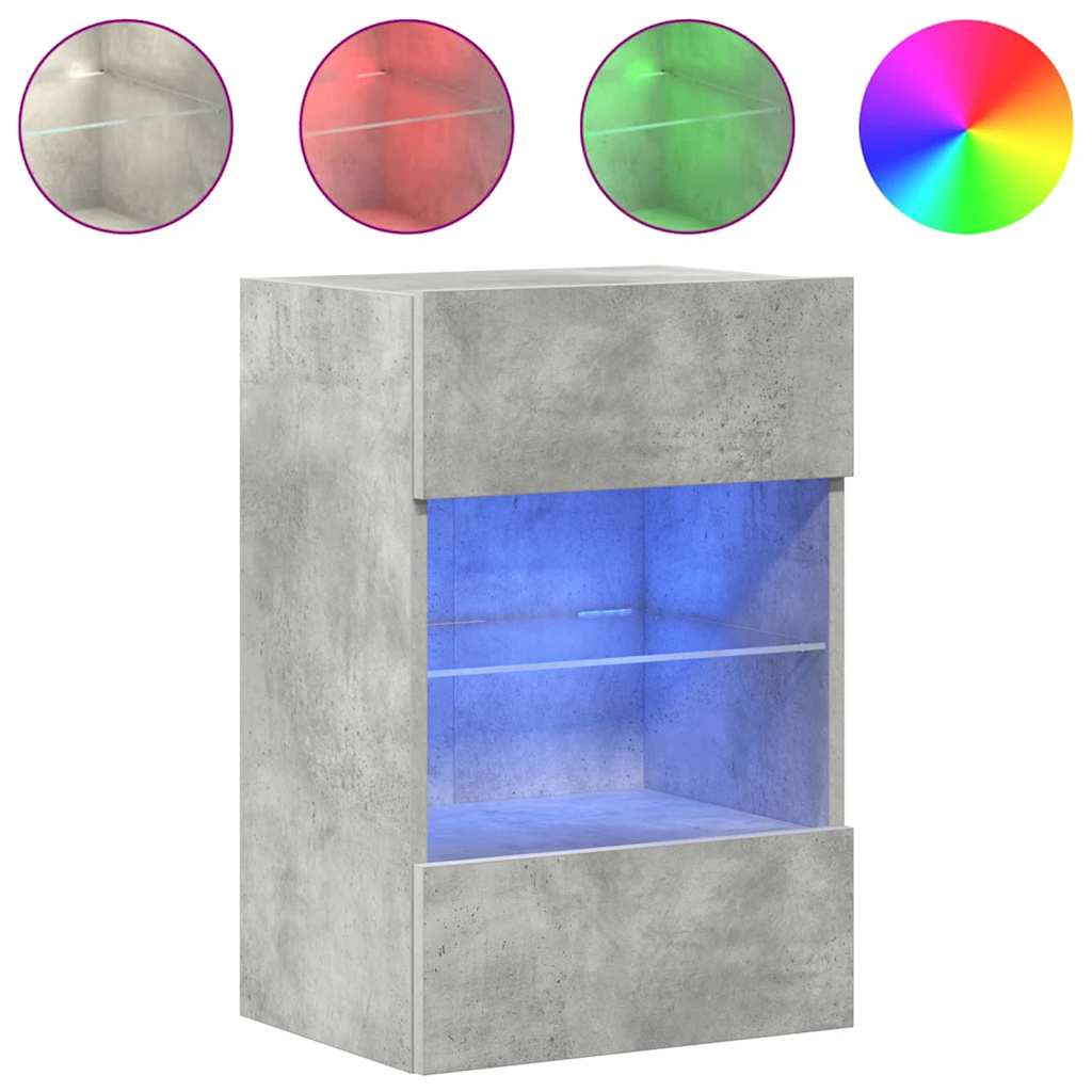 vidaXL Wall Cabinets with LED Lights for TV 2 pcs Concrete Grey 40x30x60,5 cm