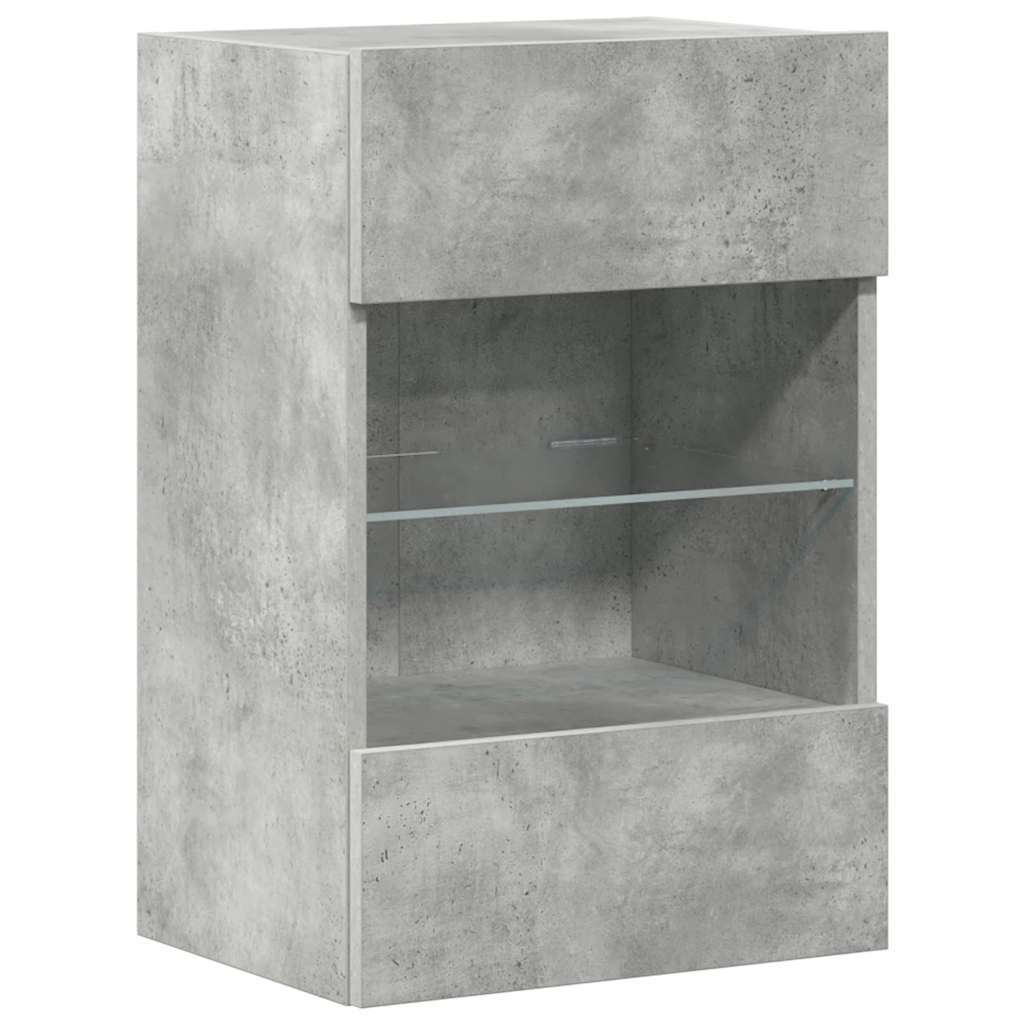 vidaXL Wall Cabinets with LED Lights for TV 2 pcs Concrete Grey 40x30x60,5 cm