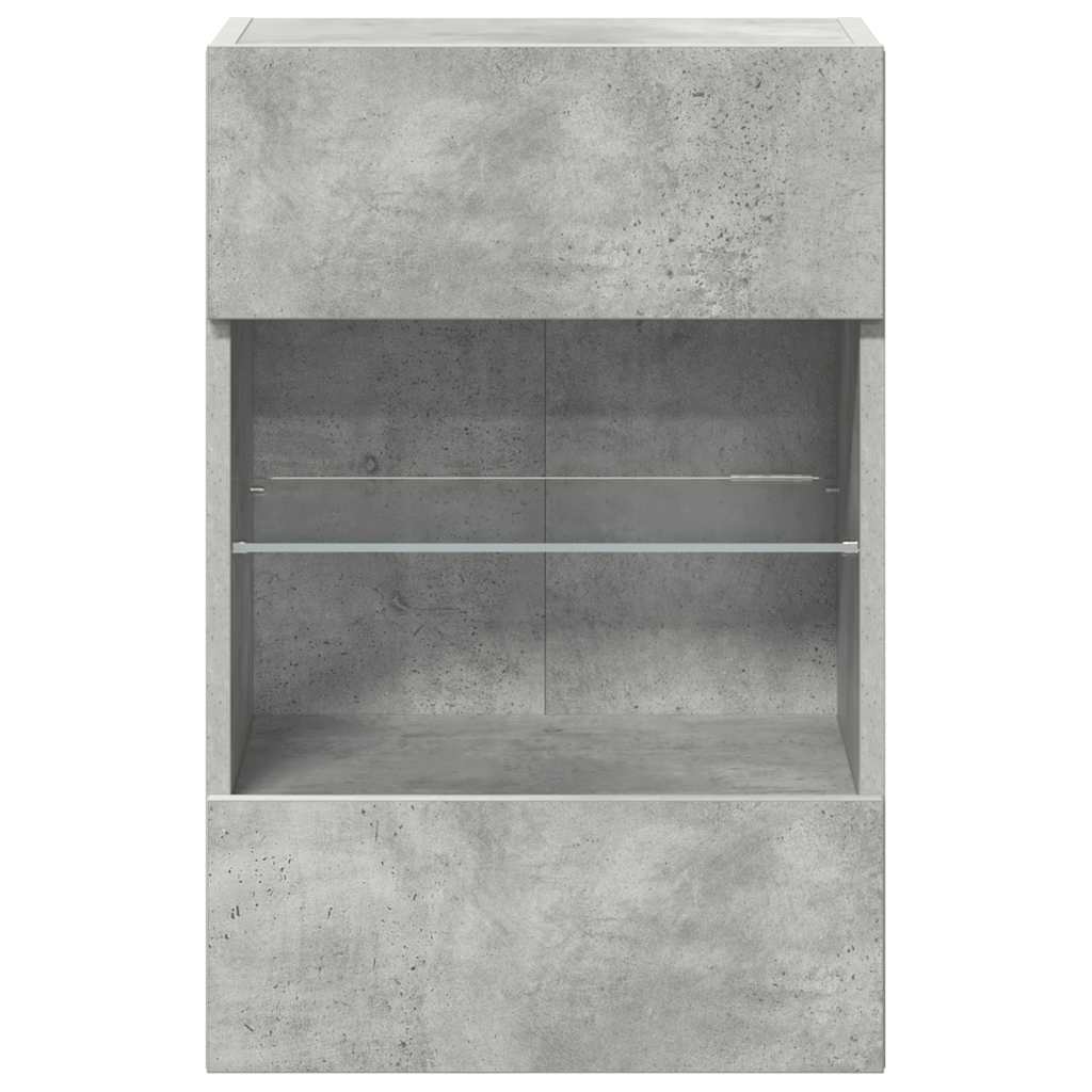vidaXL Wall Cabinets with LED Lights for TV 2 pcs Concrete Grey 40x30x60,5 cm