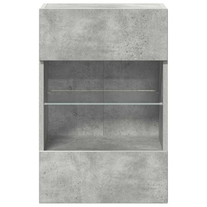 vidaXL Wall Cabinets with LED Lights for TV 2 pcs Concrete Grey 40x30x60,5 cm