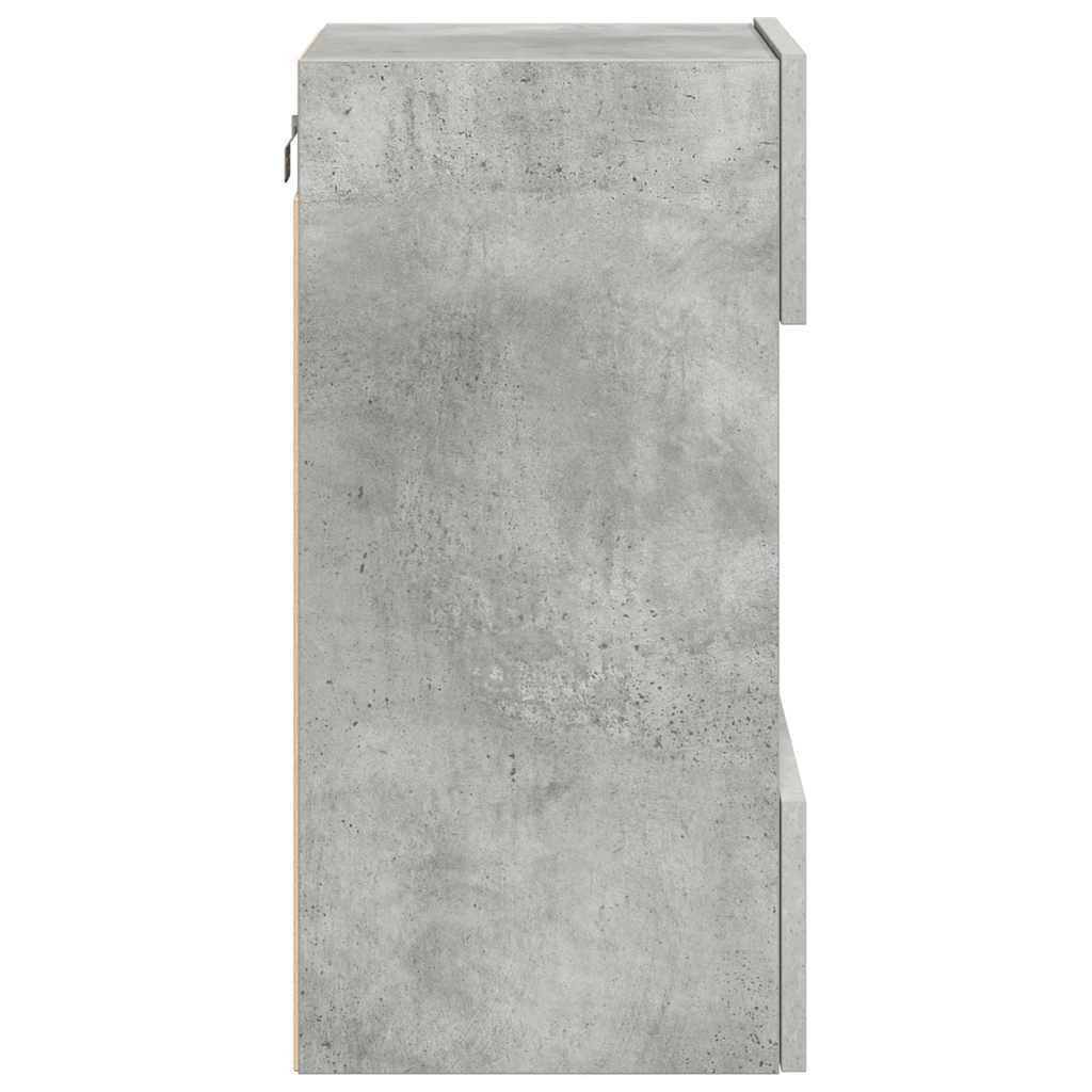 vidaXL Wall Cabinets with LED Lights for TV 2 pcs Concrete Grey 40x30x60,5 cm