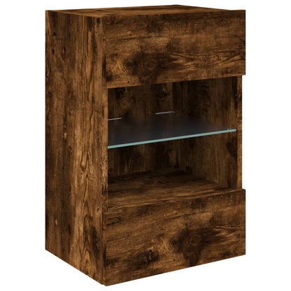vidaXL TV Wall Cabinet with LED Lights Smoked Oak 40x30x60,5 cm