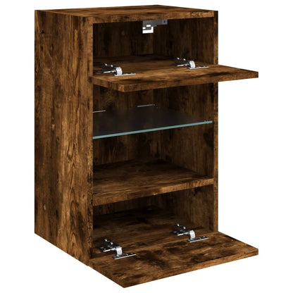 vidaXL TV Wall Cabinet with LED Lights Smoked Oak 40x30x60,5 cm