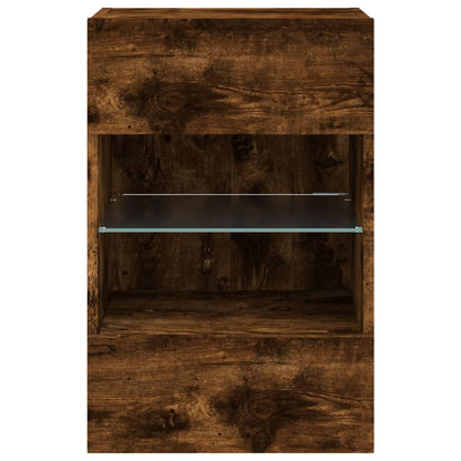 vidaXL TV Wall Cabinet with LED Lights Smoked Oak 40x30x60,5 cm