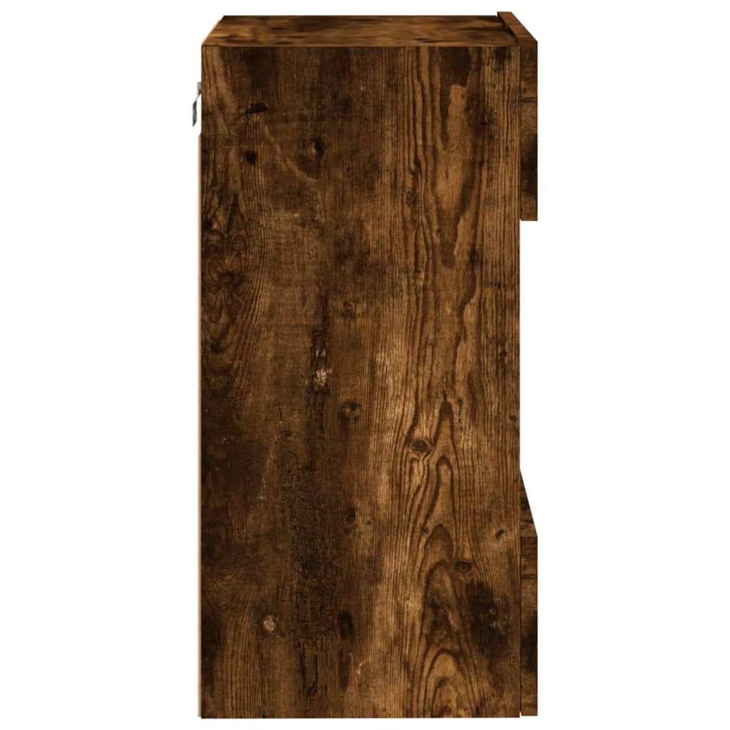vidaXL TV Wall Cabinet with LED Lights Smoked Oak 40x30x60,5 cm