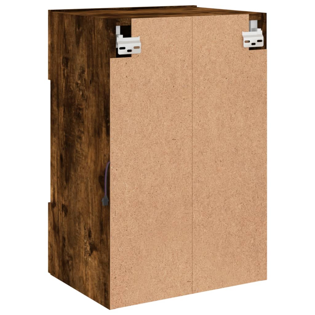 vidaXL TV Wall Cabinet with LED Lights Smoked Oak 40x30x60,5 cm