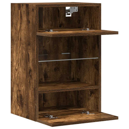 vidaXL Wall Cabinets with LED Lights for TV 2 pcs Smoked Oak 40x30x60.5 cm