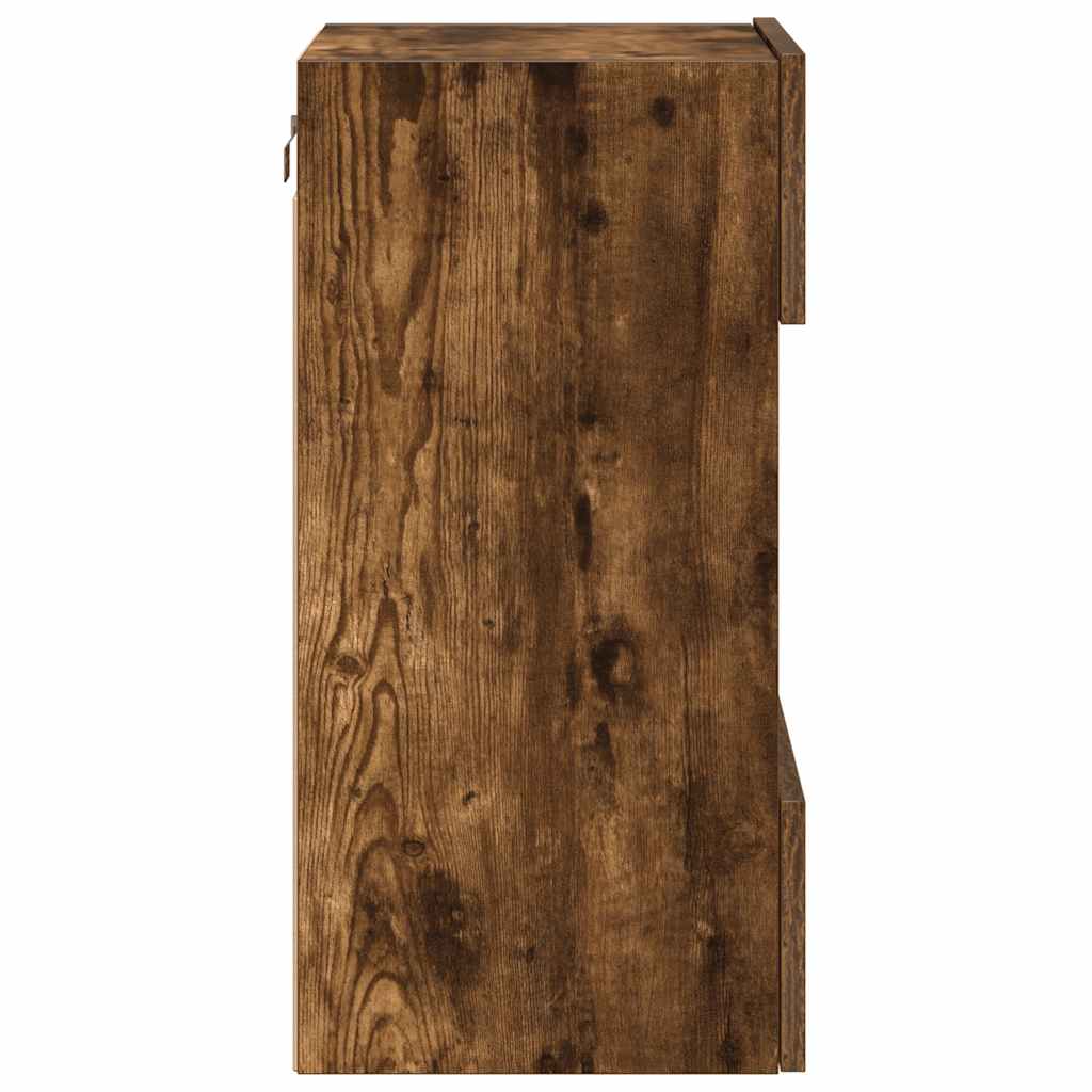 vidaXL Wall Cabinets with LED Lights for TV 2 pcs Smoked Oak 40x30x60.5 cm
