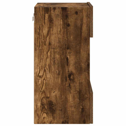 vidaXL Wall Cabinets with LED Lights for TV 2 pcs Smoked Oak 40x30x60.5 cm