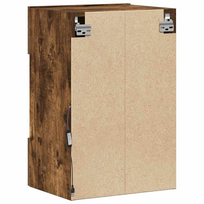vidaXL Wall Cabinets with LED Lights for TV 2 pcs Smoked Oak 40x30x60.5 cm