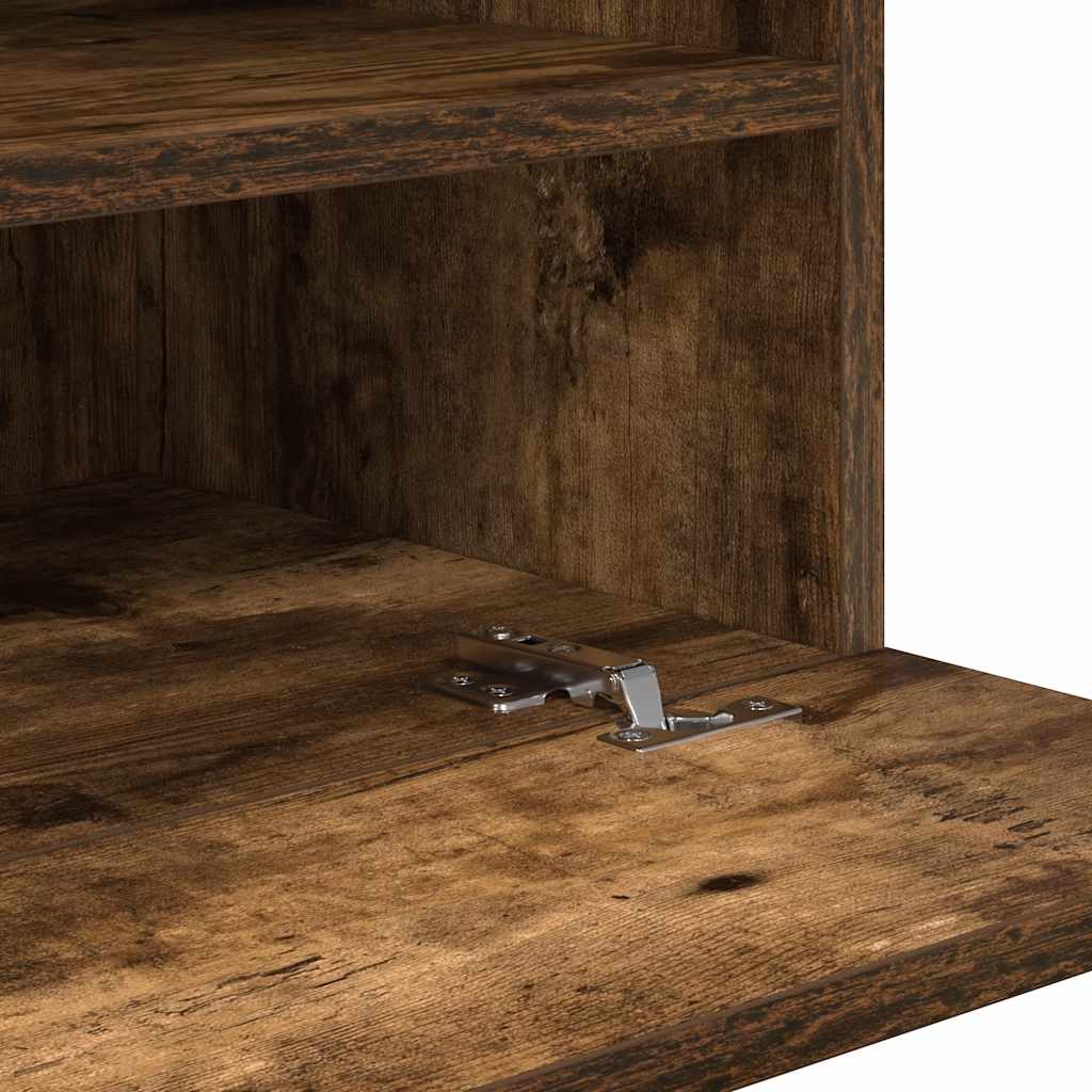 vidaXL Wall Cabinets with LED Lights for TV 2 pcs Smoked Oak 40x30x60.5 cm