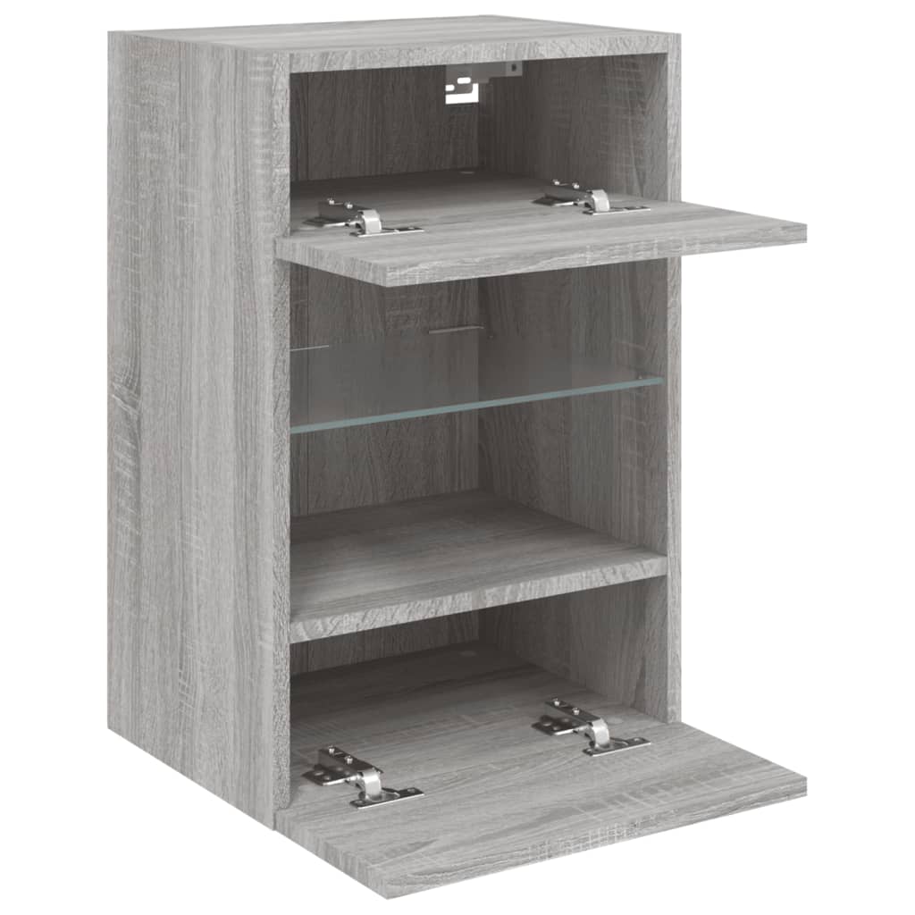 vidaXL TV Wall Cabinet with LED Lights Grey Sonoma 40x30x60.5 cm