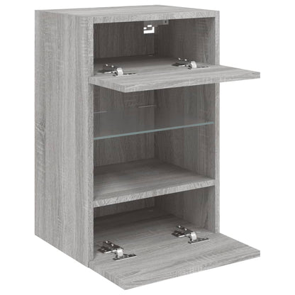 vidaXL TV Wall Cabinet with LED Lights Grey Sonoma 40x30x60.5 cm