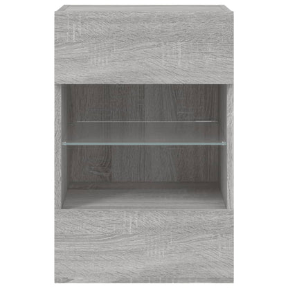 vidaXL TV Wall Cabinet with LED Lights Grey Sonoma 40x30x60.5 cm