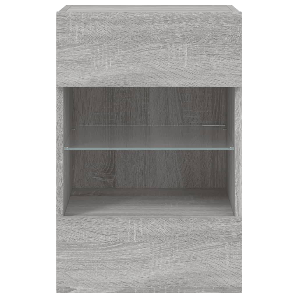 vidaXL TV Wall Cabinet with LED Lights Grey Sonoma 40x30x60,5 cm