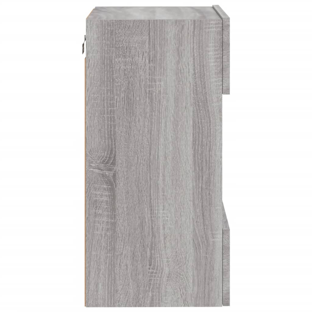 vidaXL TV Wall Cabinet with LED Lights Grey Sonoma 40x30x60.5 cm