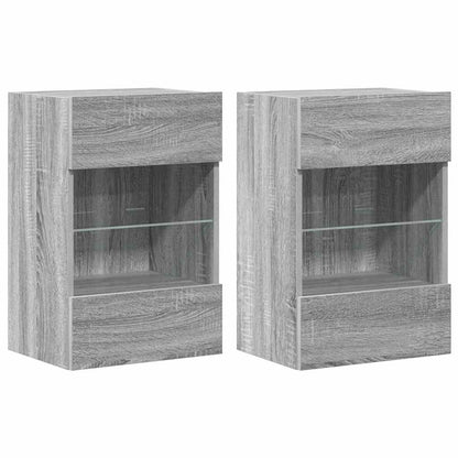 vidaXL Wall Cabinets with LED Lights for TV 2 pcs Grey Sonoma 40x30x60,5 cm