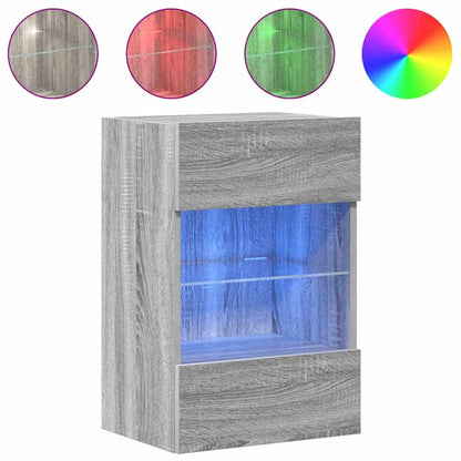 vidaXL Wall Cabinets with LED Lights for TV 2 pcs Grey Sonoma 40x30x60,5 cm
