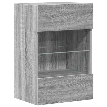 vidaXL Wall Cabinets with LED Lights for TV 2 pcs Grey Sonoma 40x30x60,5 cm
