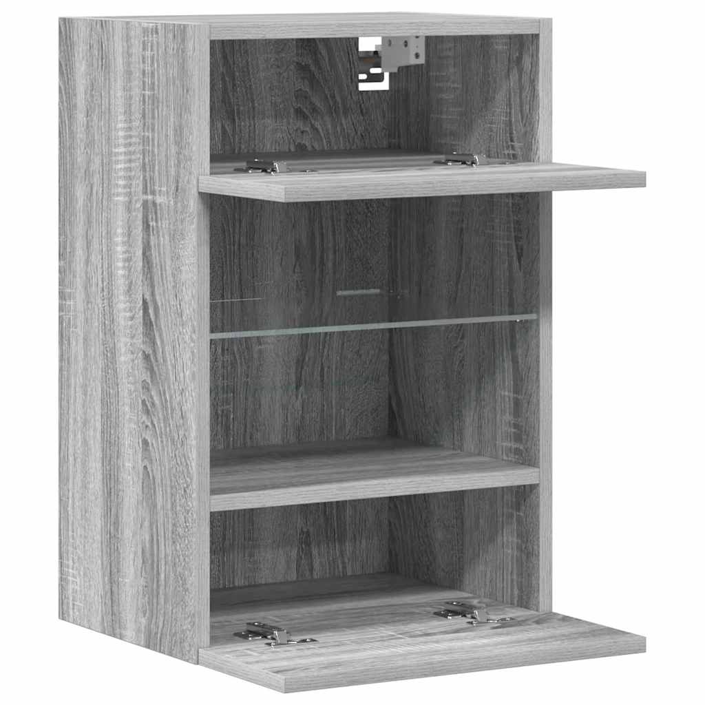 vidaXL Wall Cabinets with LED Lights for TV 2 pcs Grey Sonoma 40x30x60,5 cm